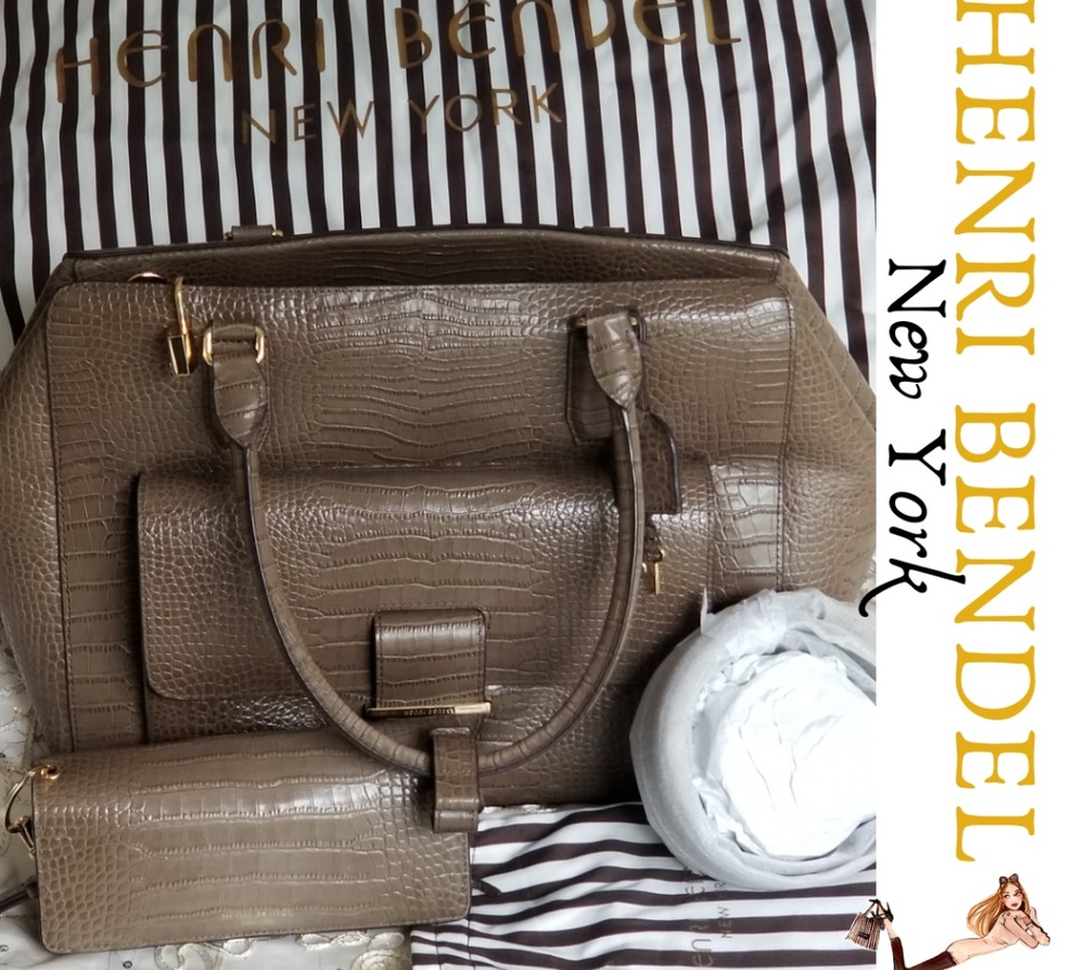 Henri Bendel Croc Embossed Overnight Bag